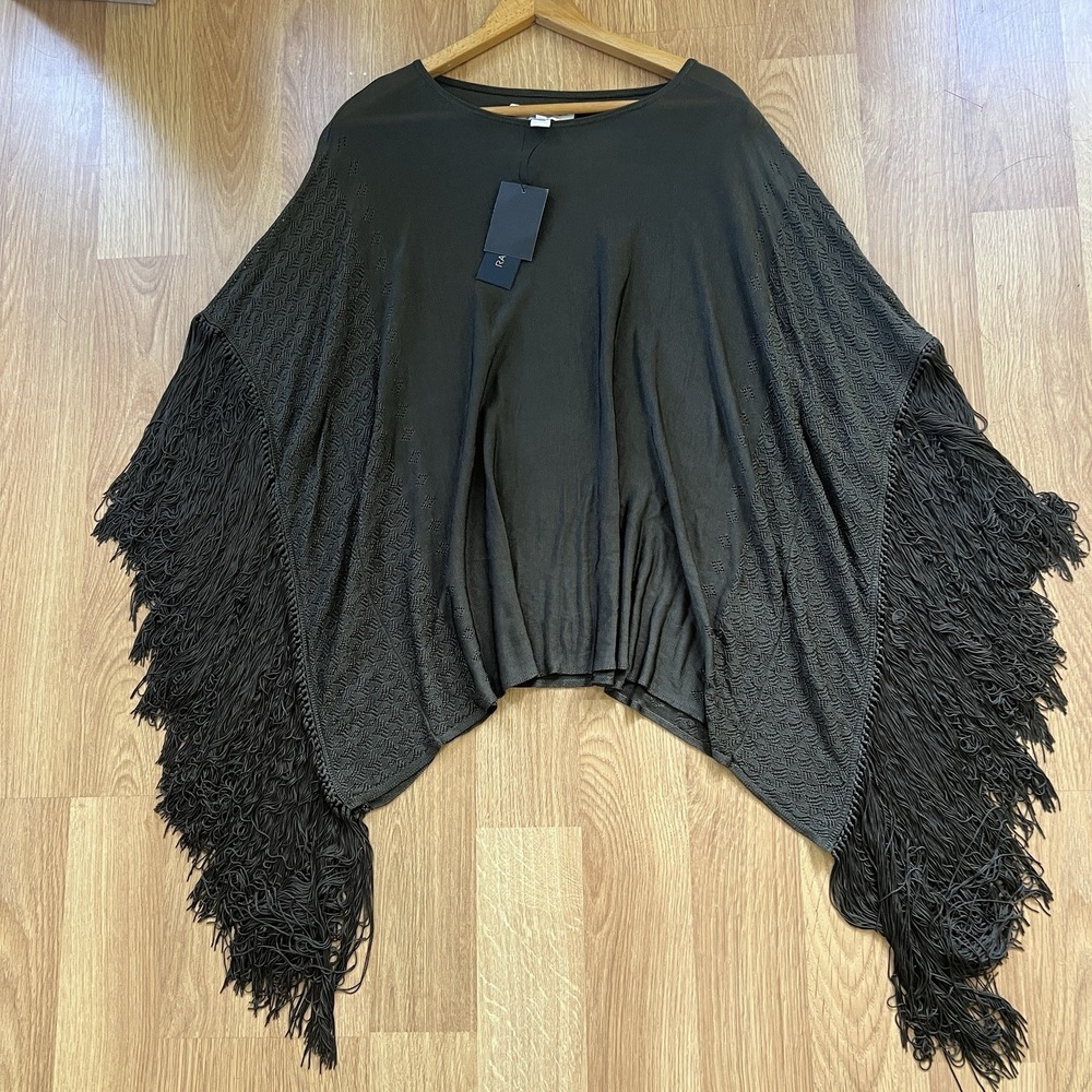 NWT Rachel Zoe Women's Izzy Fringe Poncho Top XS/S Designer Resortwear $395